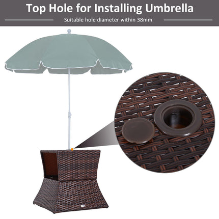 Outdoor Rattan Wicker Coffee Table with Parasol Hole 54cm - Brown