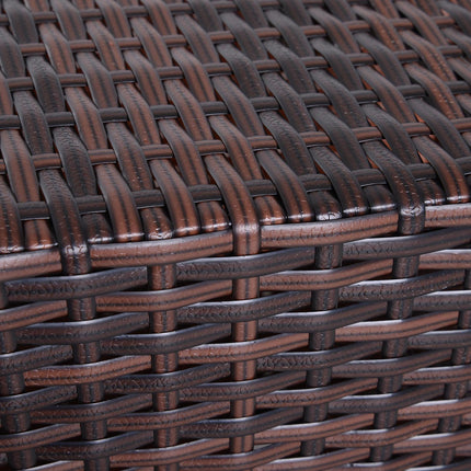Outdoor Rattan Wicker Coffee Table with Parasol Hole 54cm - Brown