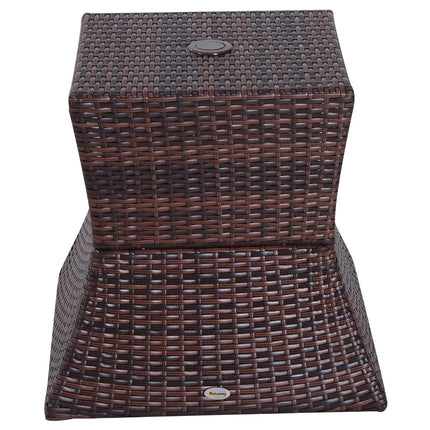 Outdoor Rattan Wicker Coffee Table with Parasol Hole 54cm - Brown