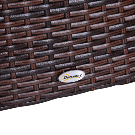 Outdoor Rattan Wicker Coffee Table with Parasol Hole 54cm - Brown