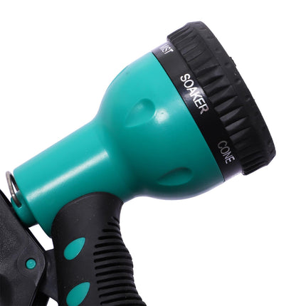 15m Wall Mounted Retractable Garden Hose Reel with 7 Pattern Spray Nozzle - Black and Green