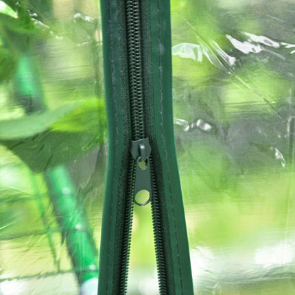 143 x 143 x 195 cm Walk-In Greenhouse with 8 Shelves, Metal Frame, PVC Cover - Green