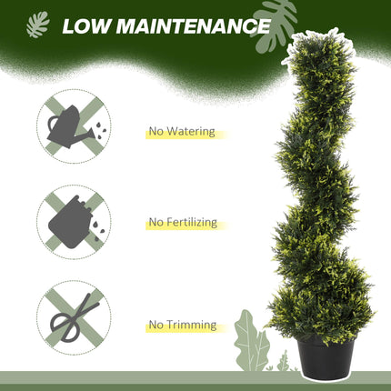 Set of 2 Artificial Spiral Topiary Trees 90cm with Pot for Indoor Outdoor Décor - Green
