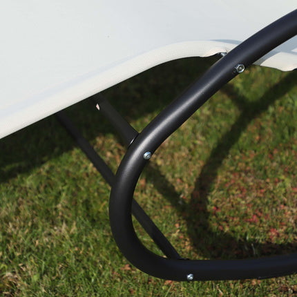 Double Sun Lounger, Rocking Lounger Sunbed Daybed with Armrest and Headrest Pill