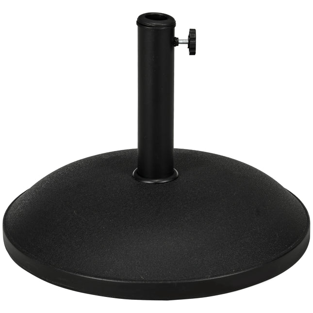 25kg Round Concrete Umbrella Base Stand for 35-48mm Poles 50cm - Black