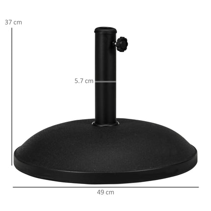 25kg Round Concrete Umbrella Base Stand for 35-48mm Poles 50cm - Black