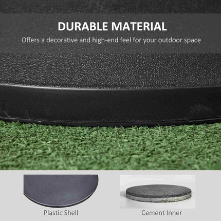 25kg Round Concrete Umbrella Base Stand for 35-48mm Poles 50cm - Black