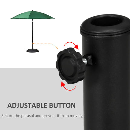 25kg Round Concrete Umbrella Base Stand for 35-48mm Poles 50cm - Black