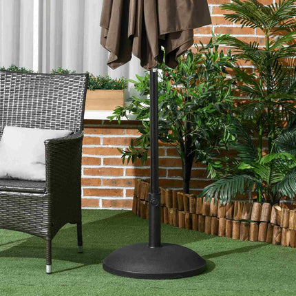 25kg Round Concrete Umbrella Base Stand for 35-48mm Poles 50cm - Black