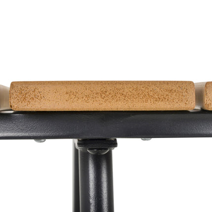 Round Outdoor Side Table Adjustable Leg Pads Garden Table 49 x 49 x 48 cm Natural Wood & Black