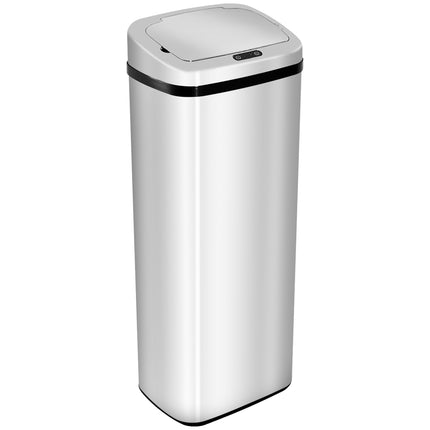 50L Infrared Touchless Automatic Motion Sensor Stainless Steel Dustbin for Home Office - Silver