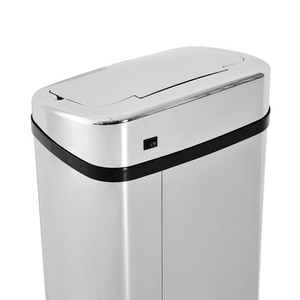 50L Infrared Touchless Automatic Motion Sensor Stainless Steel Dustbin for Home Office - Silver