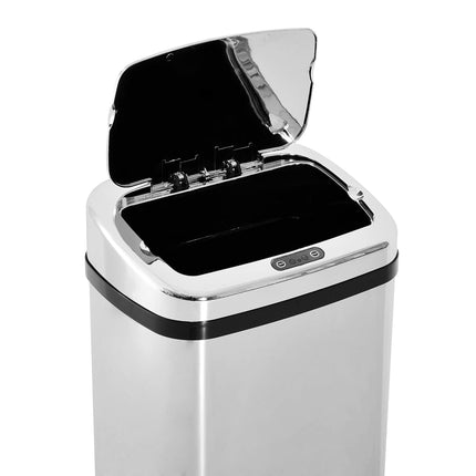 50L Infrared Touchless Automatic Motion Sensor Stainless Steel Dustbin for Home Office - Silver