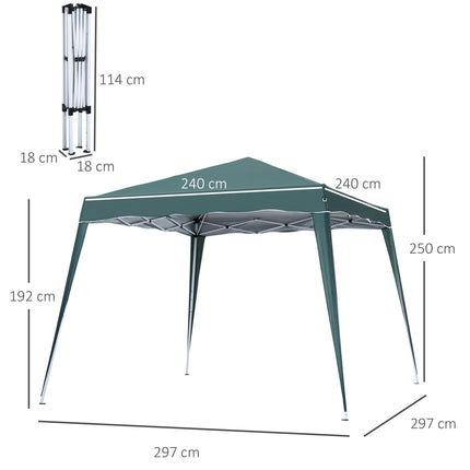 Pop-Up Tent 3x3x2.4 m with Steel Frame and UV Protection - Green