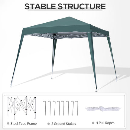 Pop-Up Tent 3x3x2.4 m with Steel Frame and UV Protection - Green