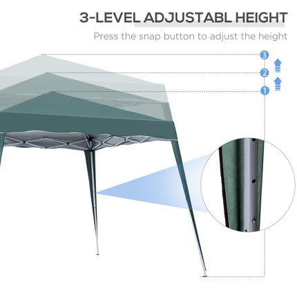 Pop-Up Tent 3x3x2.4 m with Steel Frame and UV Protection - Green