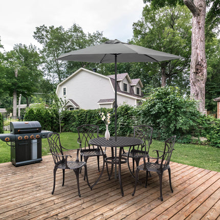 5 Piece Cast Aluminium Outdoor Garden Table and Chair Set - Brown