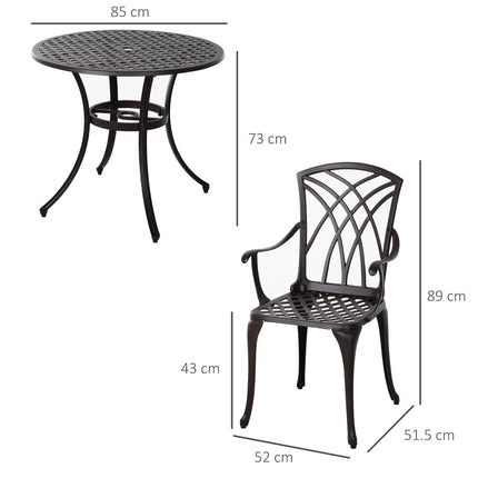 5 Piece Cast Aluminium Outdoor Garden Table and Chair Set - Brown