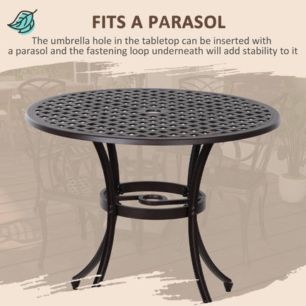 5 Piece Cast Aluminium Outdoor Garden Table and Chair Set - Brown