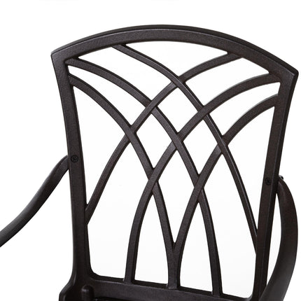 5 Piece Cast Aluminium Outdoor Garden Table and Chair Set - Brown