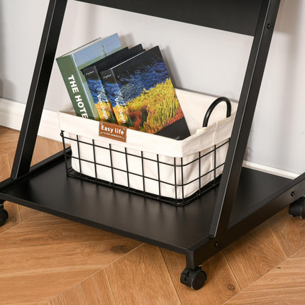 Compact Movable Small Computer Desk with Sliding Keyboard Tray and Wheels - Black