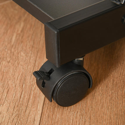Compact Movable Small Computer Desk with Sliding Keyboard Tray and Wheels - Black