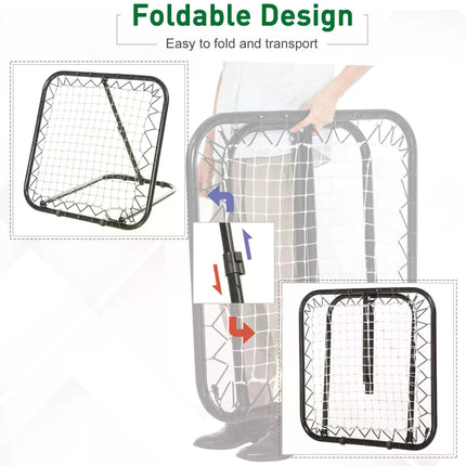 Angle Adjustable Rebounder Net Training Set for Football, Baseball, Basketball - Black