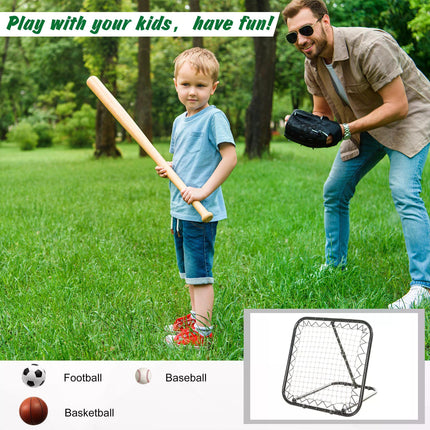 Angle Adjustable Rebounder Net Training Set for Football, Baseball, Basketball - Black