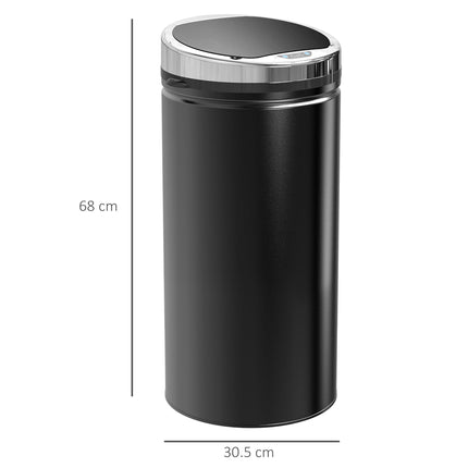 42L Stainless Steel Sensor Trash Can with Removable Bucket - Black