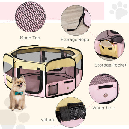 Fabric Pet Whelping Box and Playpen for Dogs, Cats, Puppies, Rabbits, Guinea Pigs 90x41cm - Pink