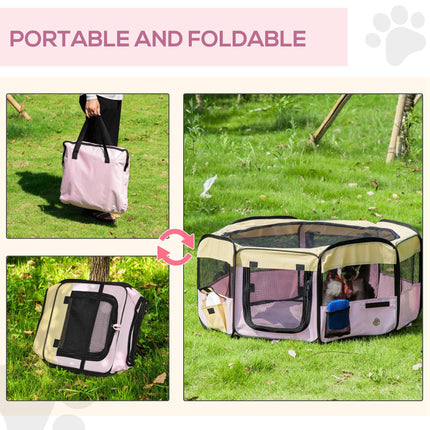 Fabric Pet Whelping Box and Playpen for Dogs, Cats, Puppies, Rabbits, Guinea Pigs 90x41cm - Pink