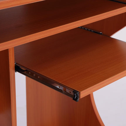 Movable Computer Desk 80x48x76cm with Sliding Keyboard Tray and Storage Shelves - Cherry Wood