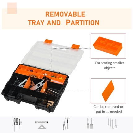 4-Pack Tool & Hardware Storage Boxes with Size Variety - Black/Orange