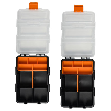 4-Pack Tool & Hardware Storage Boxes with Size Variety - Black/Orange