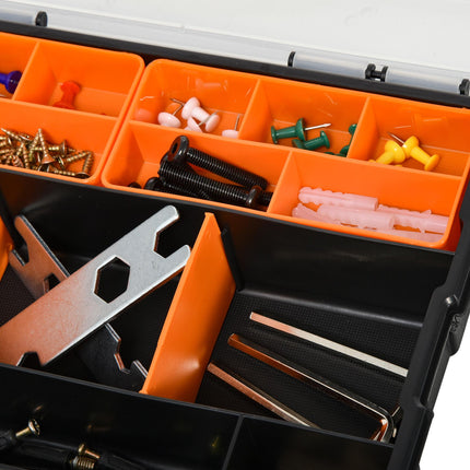 4-Pack Tool & Hardware Storage Boxes with Size Variety - Black/Orange