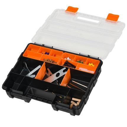 4-Pack Tool & Hardware Storage Boxes with Size Variety - Black/Orange