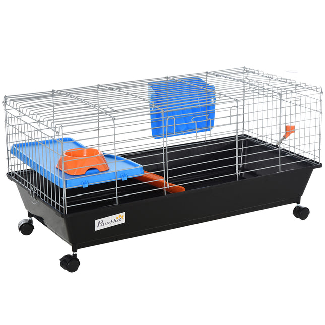 Steel 2-Tier Small Animal Cage with Accessories - Blue/Orange