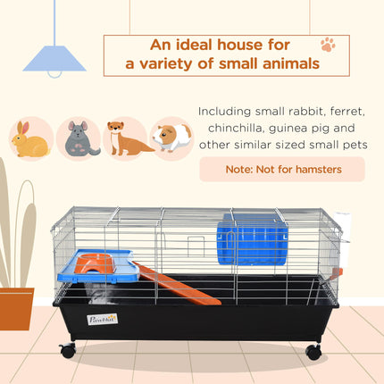 Steel 2-Tier Small Animal Cage with Accessories - Blue/Orange