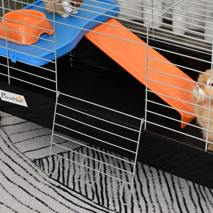 Steel 2-Tier Small Animal Cage with Accessories - Blue/Orange