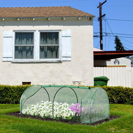 Tunnel Greenhouse Steel Frame with PE Cover 200x100x80cm - Green