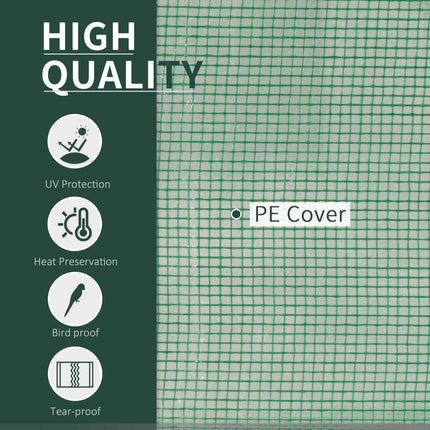 Tunnel Greenhouse Steel Frame with PE Cover 200x100x80cm - Green