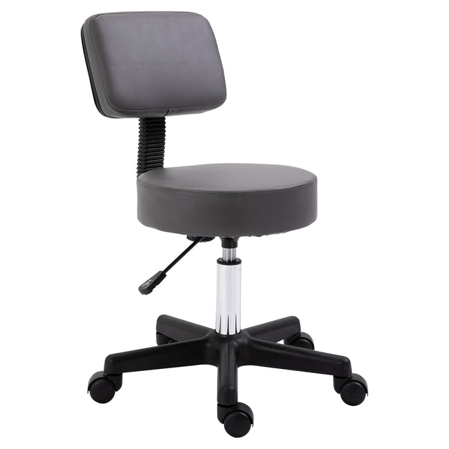 Beautician's Adjustable Swivel Salon Chair with Padded Seat and Back, 5 Wheels - Grey