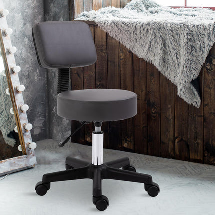Beautician's Adjustable Swivel Salon Chair with Padded Seat and Back, 5 Wheels - Grey