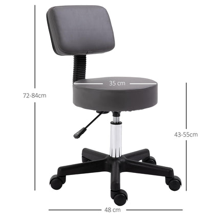 Beautician's Adjustable Swivel Salon Chair with Padded Seat and Back, 5 Wheels - Grey