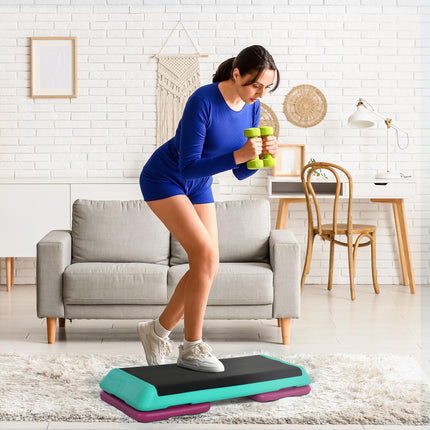 3 Level Adjustable Aerobic Stepper Platform with Non-Slip Top - Black