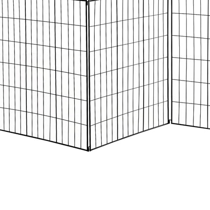 Set of 4 Metal Garden Fence Panels with Vine Design 365x112cm - Black