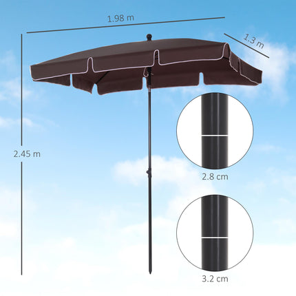 Aluminum Garden Parasol 2.5㎡ Canopy with Adjustable Tilt - Brown