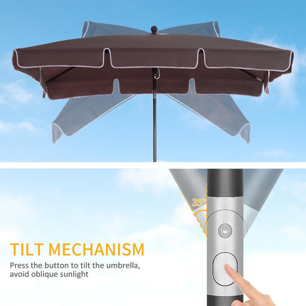 Aluminum Garden Parasol 2.5㎡ Canopy with Adjustable Tilt - Brown