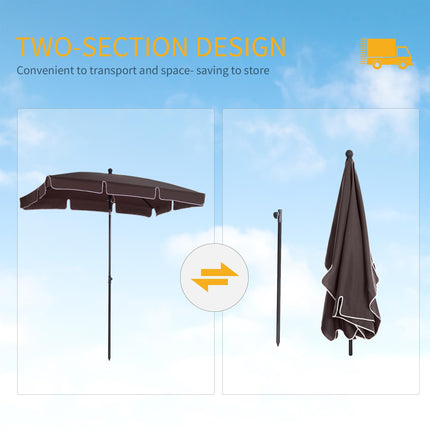 Aluminum Garden Parasol 2.5㎡ Canopy with Adjustable Tilt - Brown