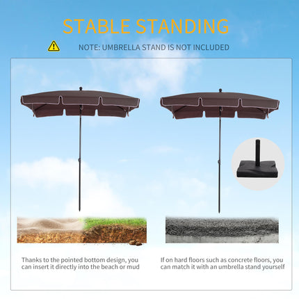 Aluminum Garden Parasol 2.5㎡ Canopy with Adjustable Tilt - Brown